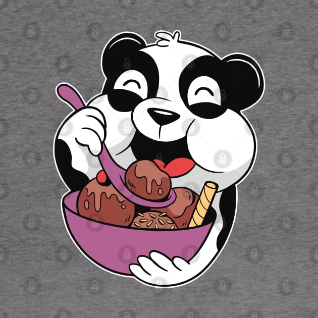 Cute Panda Eating Ice Cream by OnepixArt